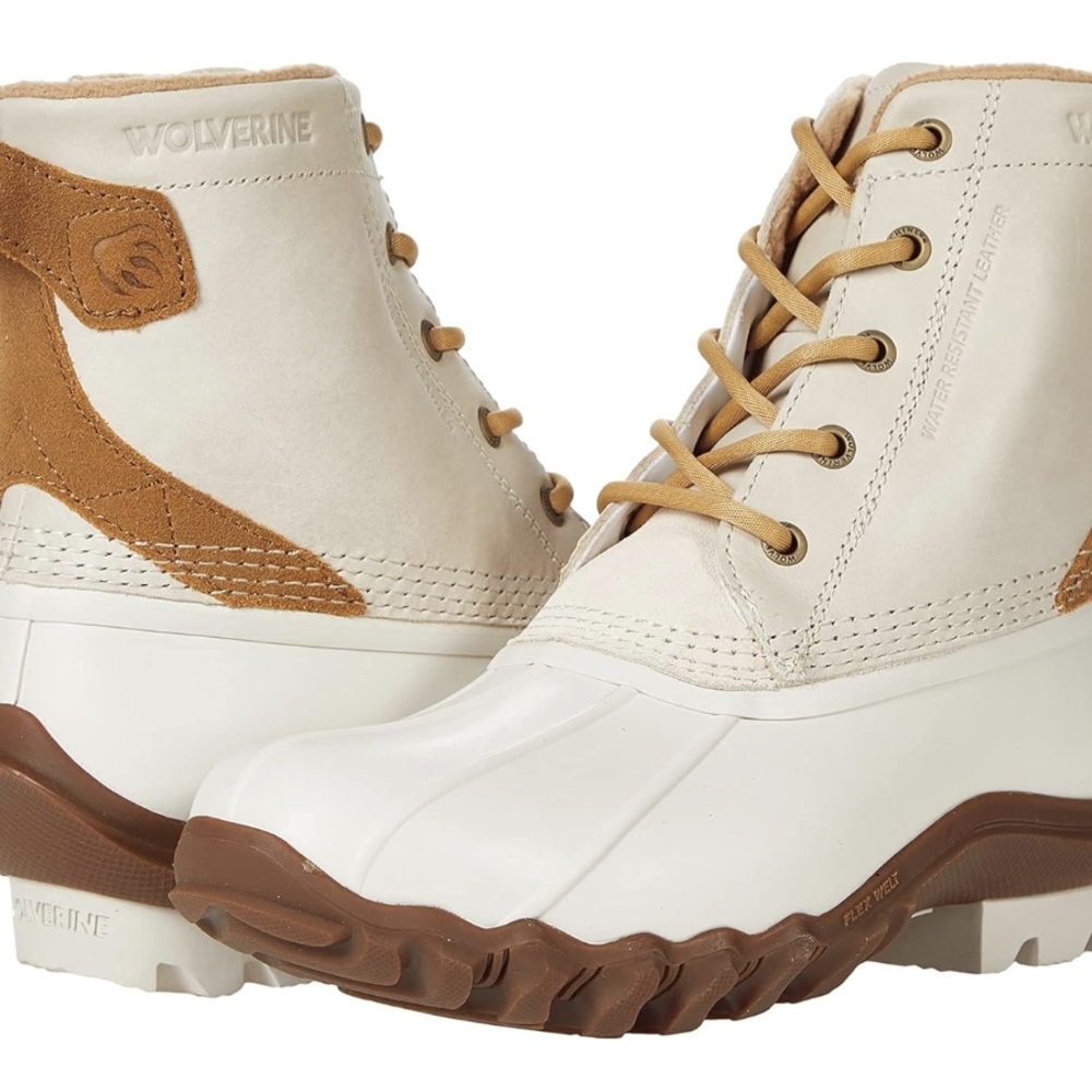 Wolverine Women's Torrent Waterproof Duck Boots Light Beige Leather $149 NWT